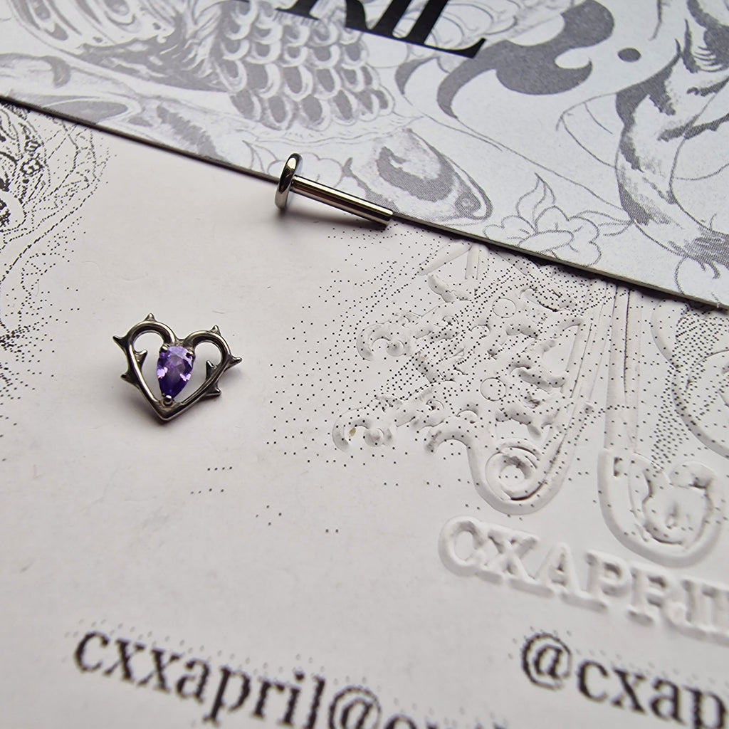 Thorn in my heart! | Purple Zircon Titanium Silver Body Piercing