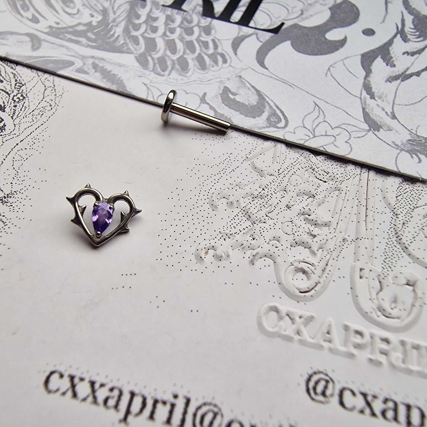 Thorn in my heart! | Purple Zircon Titanium Silver Body Piercing