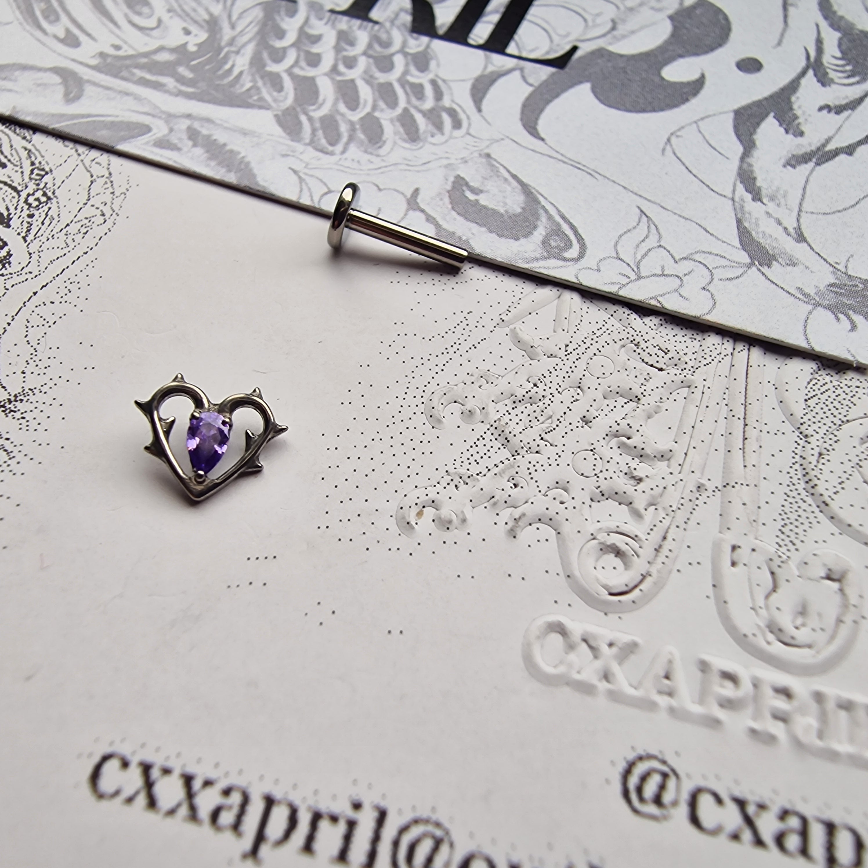 Thorn in my heart! | Purple Zircon Titanium Silver Body Piercing