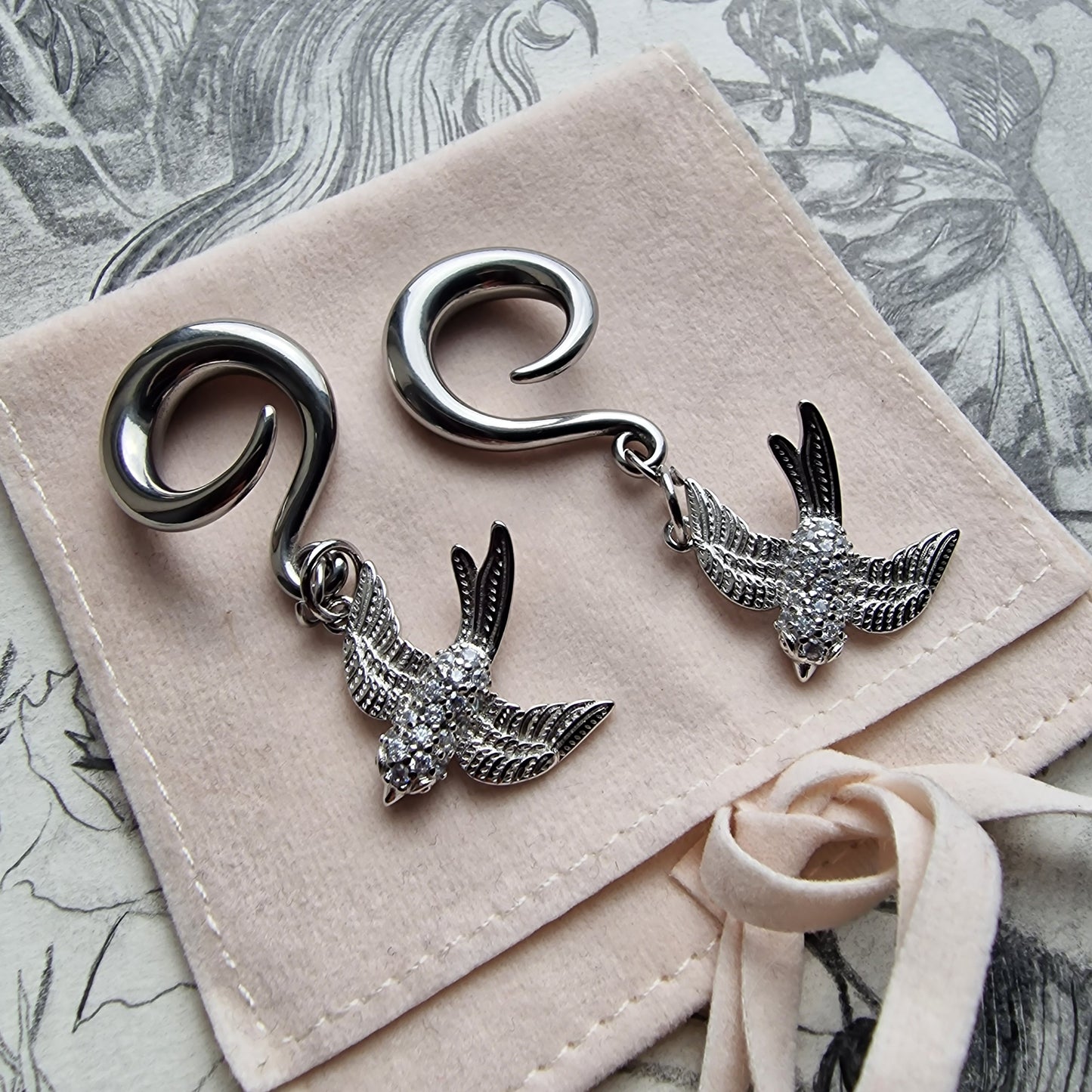 6MM 2G Silver Swollow Ear Weights | Silver Ear Weights