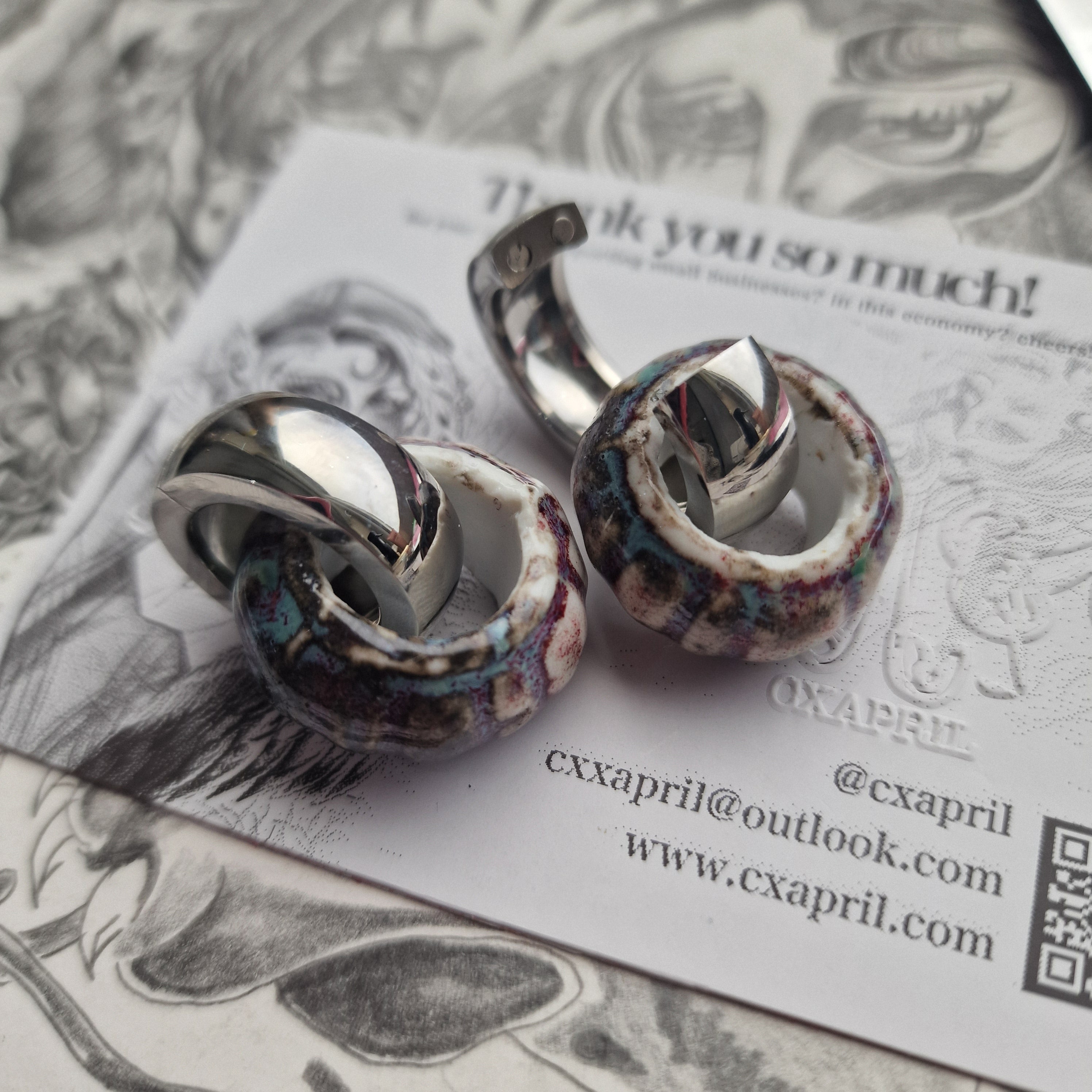Silver Purple Blue Organic Ear Weight Gauges | CXAPRIL