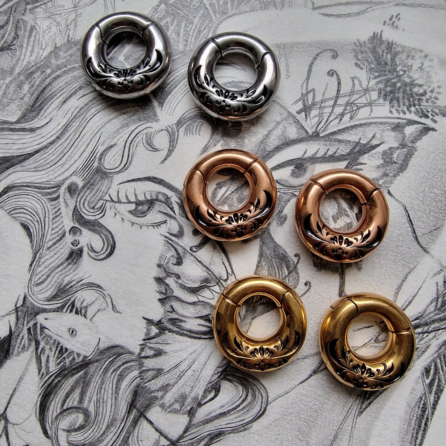 6MM l 2G Rose Gold Ear Weights | Tear Drop Ear Weight Hangers | tunnels plugs 2G
