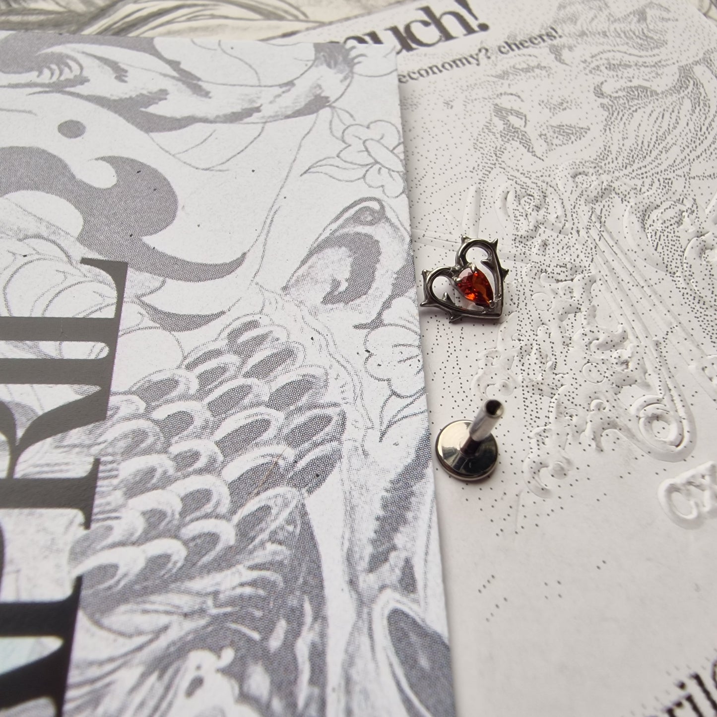 Thorn in my heart! | Red Zircon Titanium Silver Body Piercing
