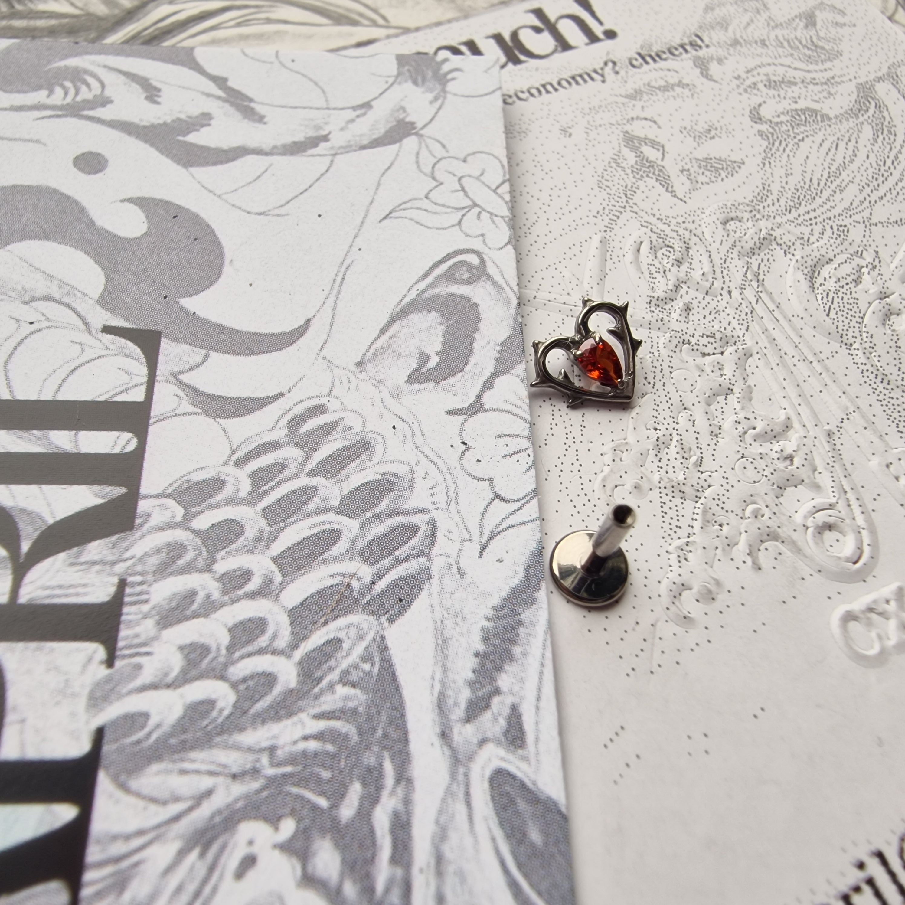 Thorn in my heart! | Red Zircon Titanium Silver Body Piercing