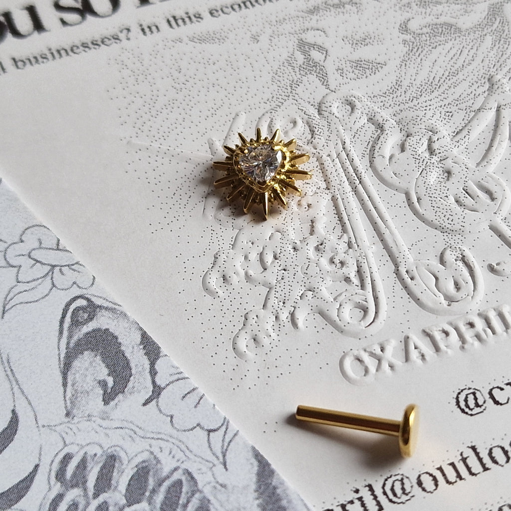Adored Shinning Golden Sacred Heart | Zircon Set Body Jewellery and Piercings