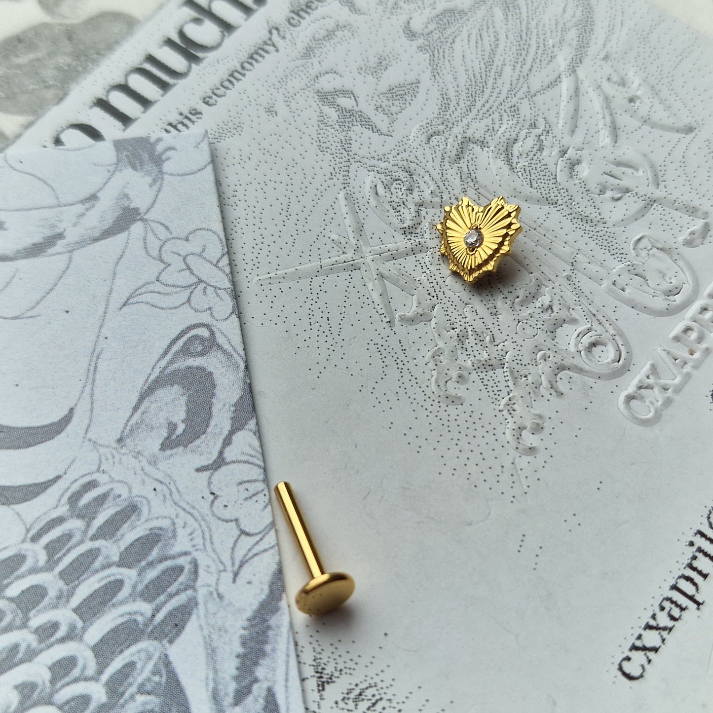 Sacred Heart Earring | Gold Titanium Body Jewellery