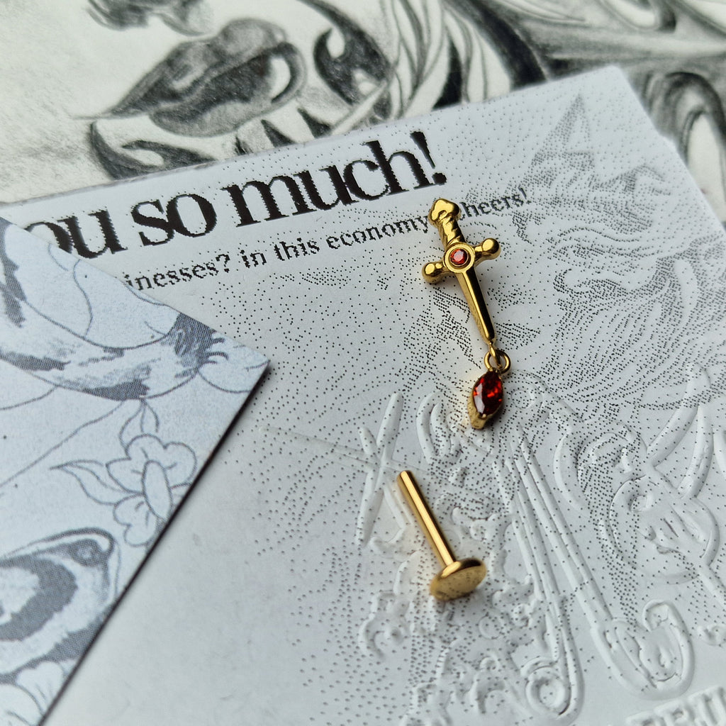Red Sword | Body Jewellery Cartilage Stud Earring