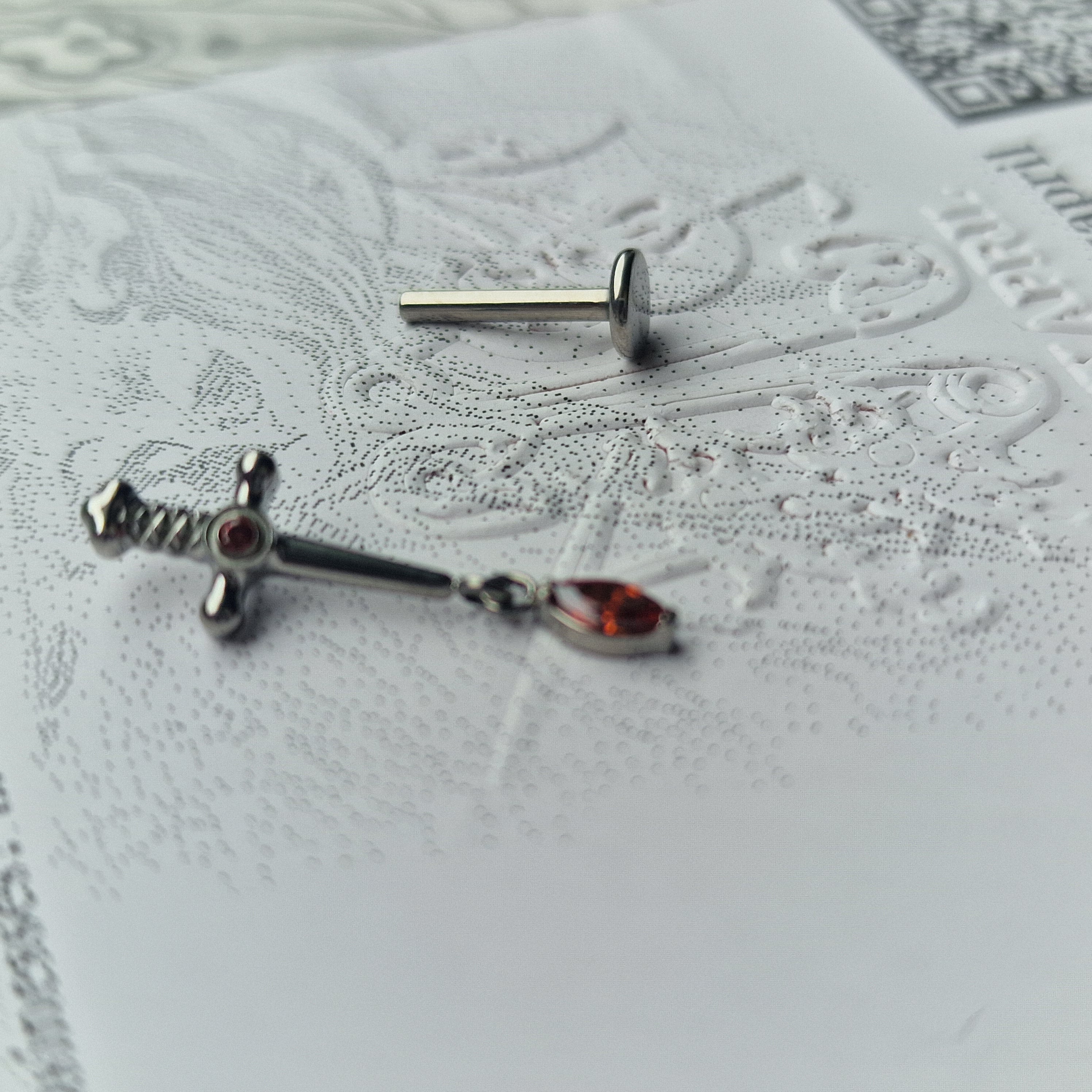 Capture the Heart and Sword | Titanium Cartilage Stud Set | Alt Body Jewellery