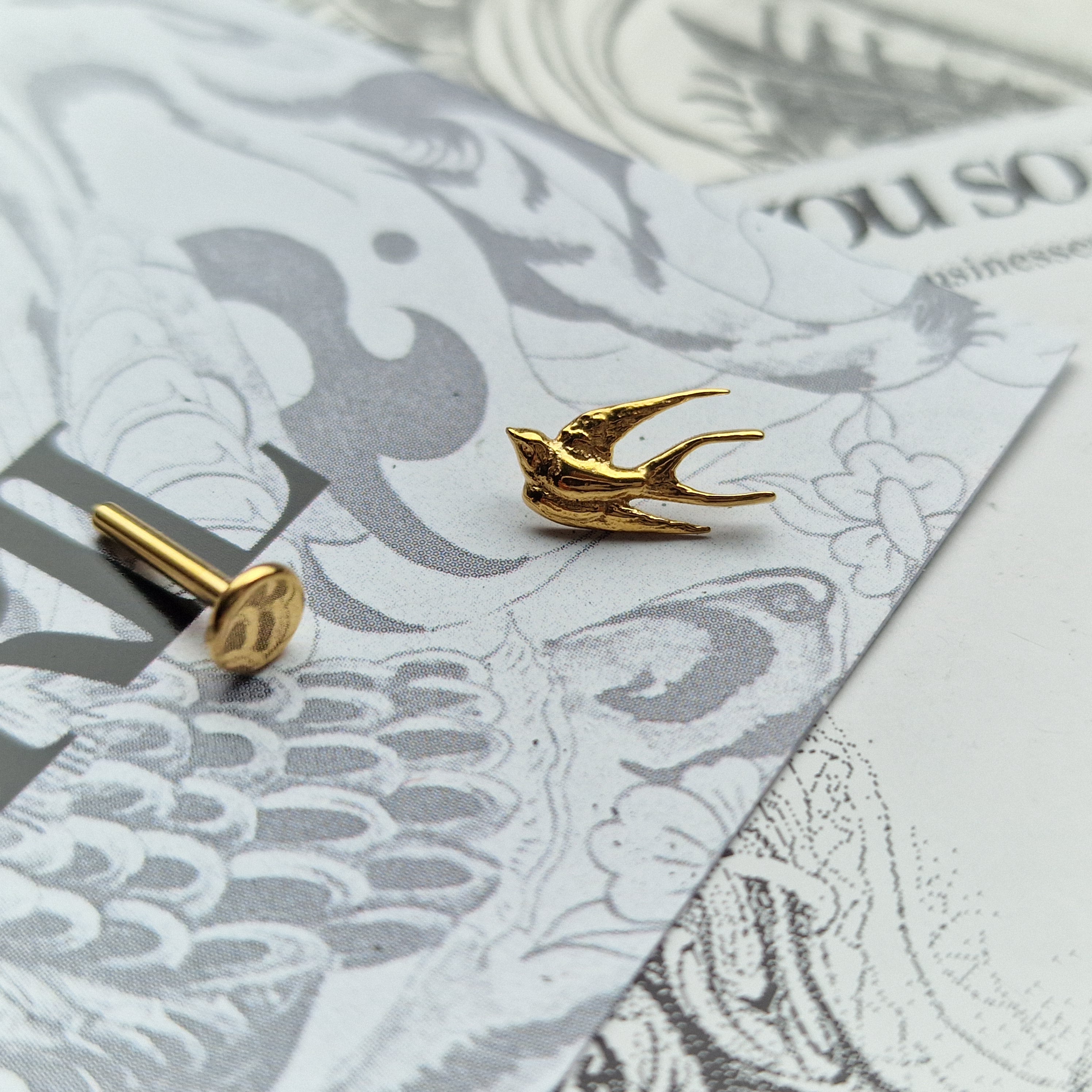 Swollow Birdie Tattoo Signature | Gold Body Piercings Alt Jewellery