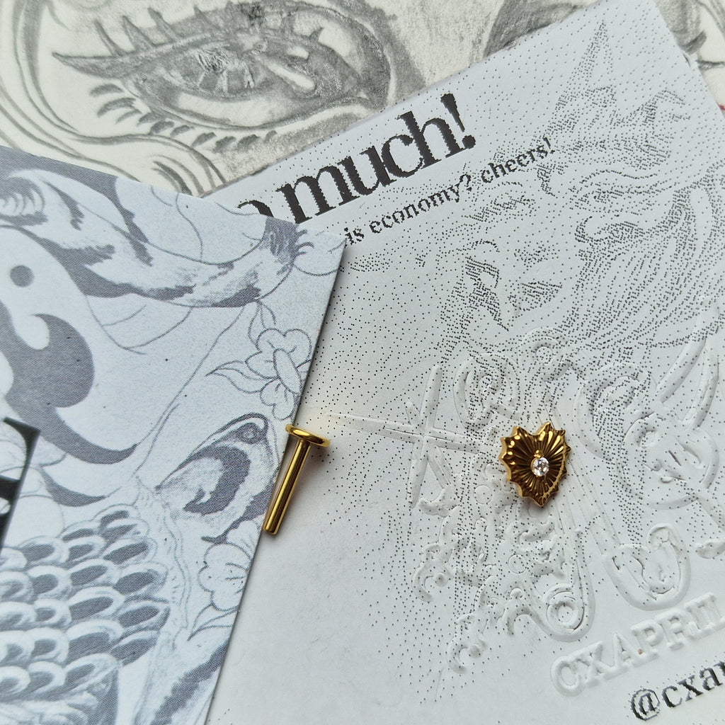 Sacred Heart Earring | Gold Titanium Body Jewellery