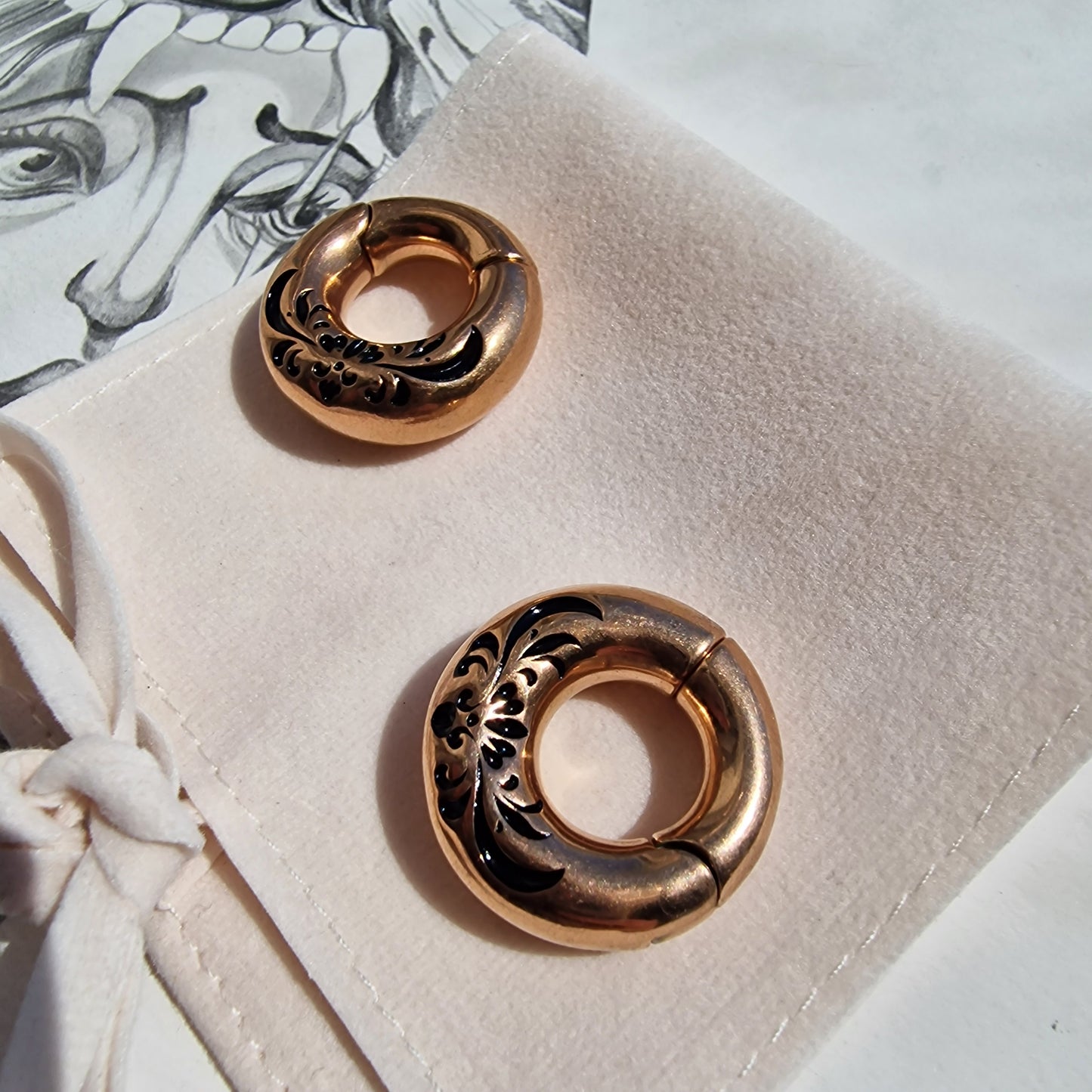 6MM l 2G Rose Gold Ear Weights | Tear Drop Ear Weight Hangers | tunnels plugs 2G
