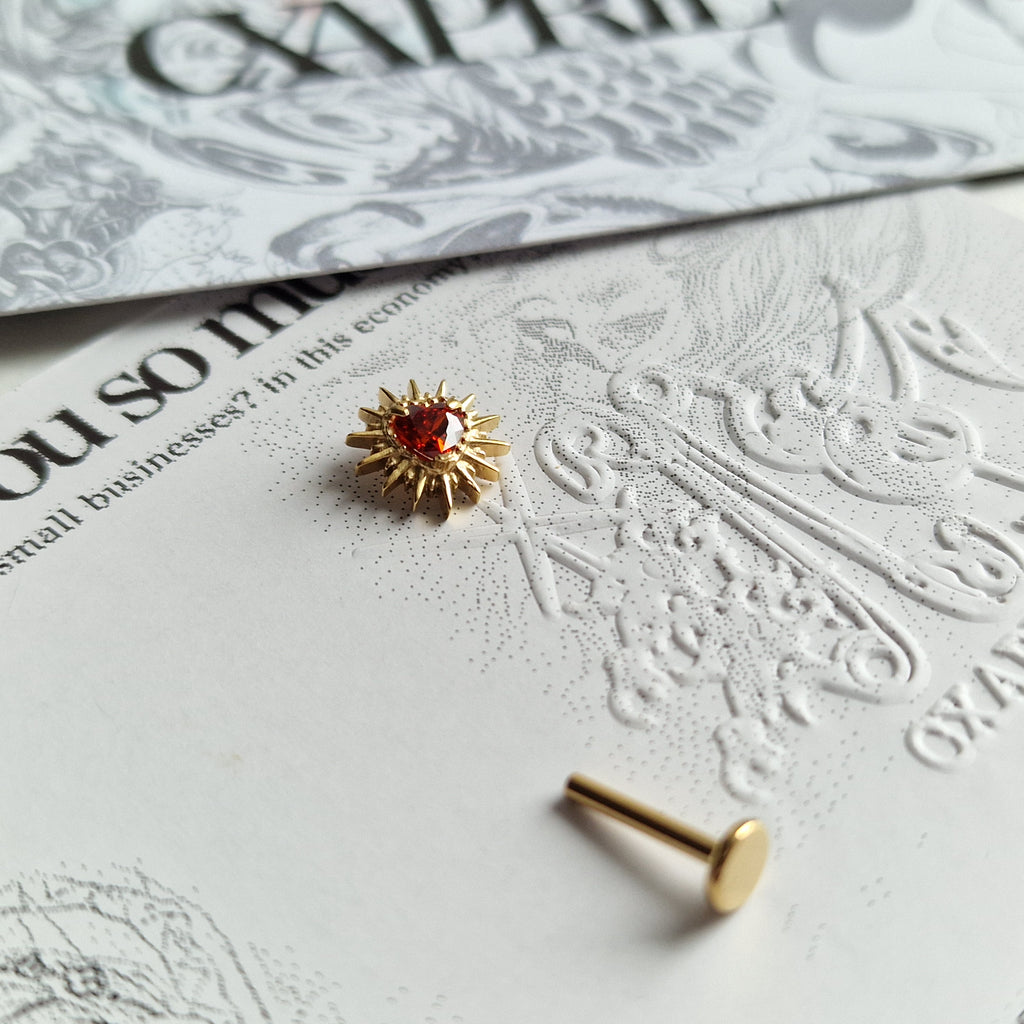 Adored Shinning Golden Sacred Red Heart | Zircon Set Body Jewellery and Piercings