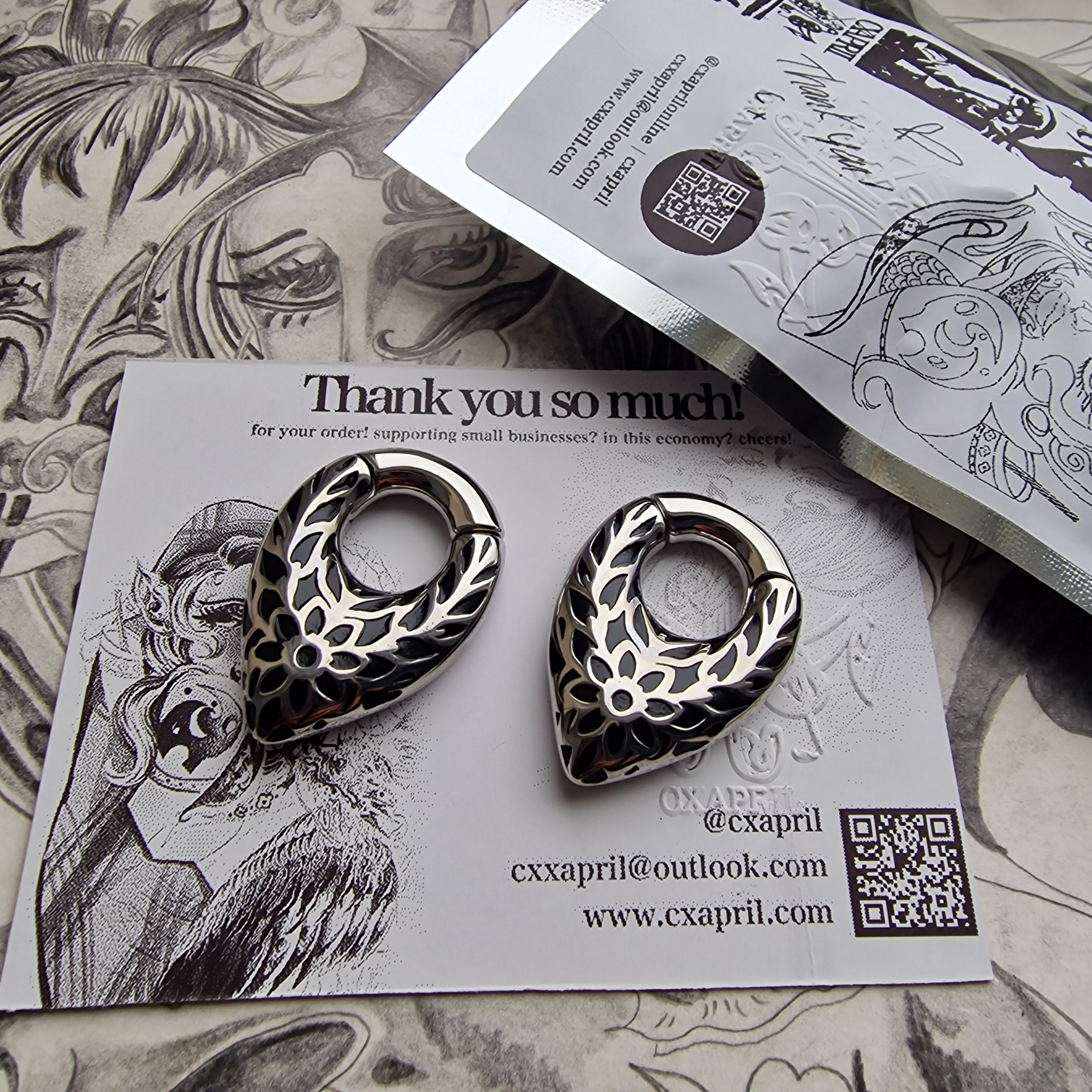 Silver Fallen Leaves | Silver Teardrop Ear Weights for Stretched Ears and Lobes