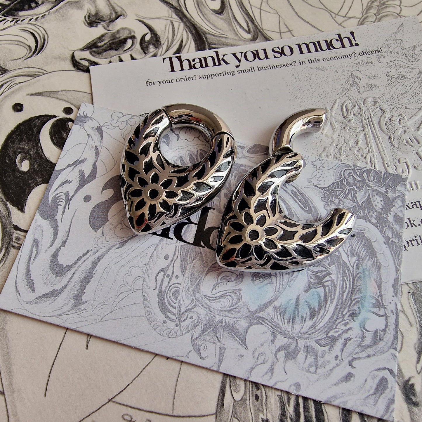 Silver Fallen Leaves | Ear Weights for Stretched Ears and Lobes