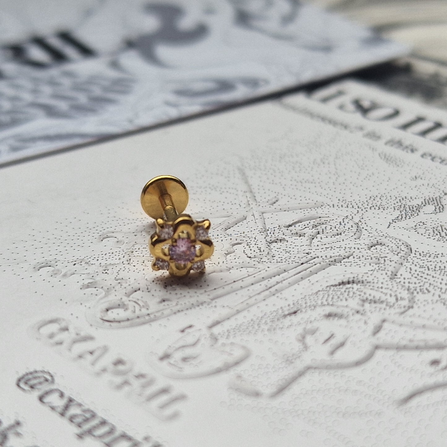 Oh its spring ! Pink flower Helix Cartilage Stud Counch | Titanium Body Piercings