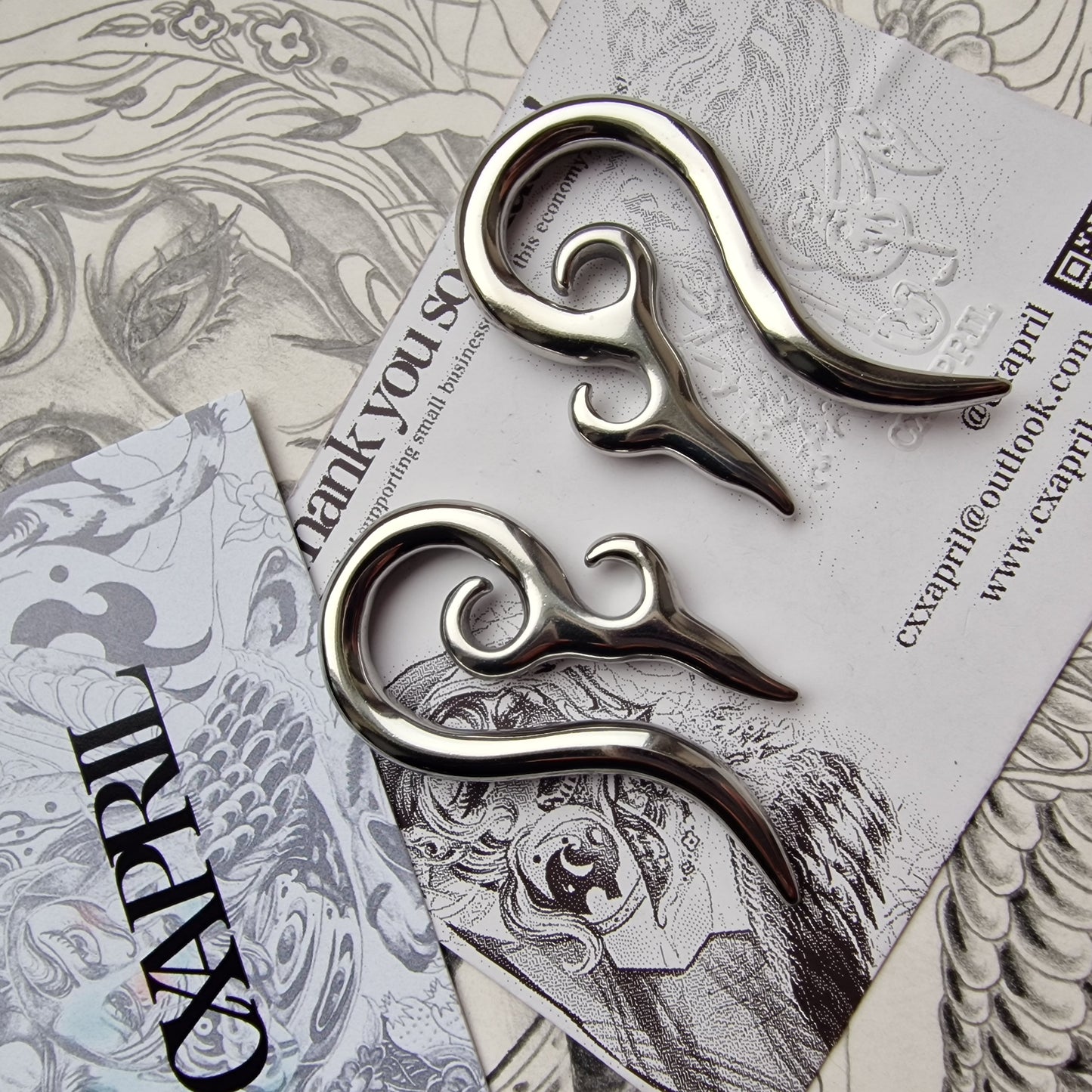 5MM 4G Tribal Silver Ornamental Cyberpunk Saddle Silver Ear Weight Hangers Gauges