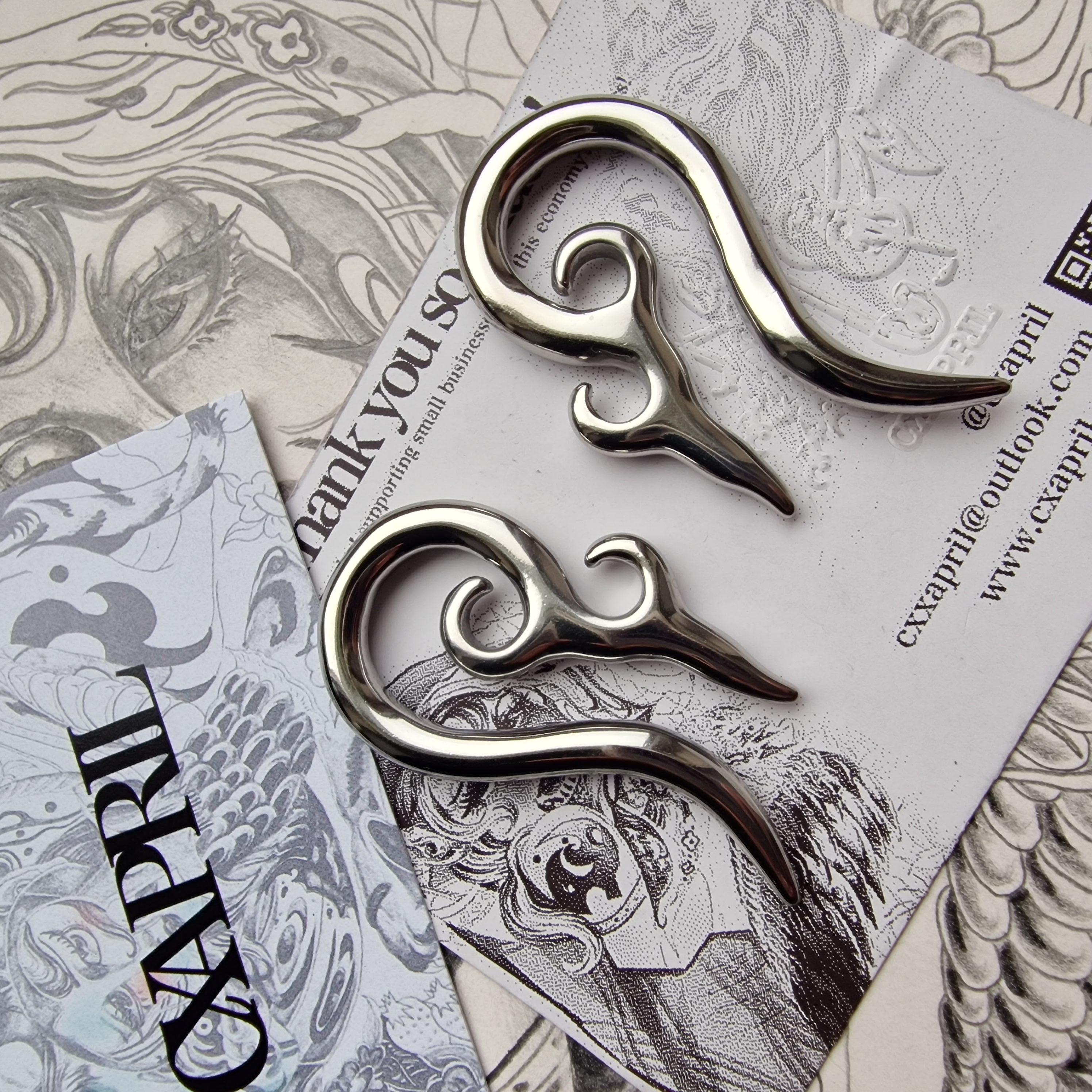 5MM 4G Tribal Silver Ornamental Cyberpunk Saddle Silver Ear Weight Hangers Gauges