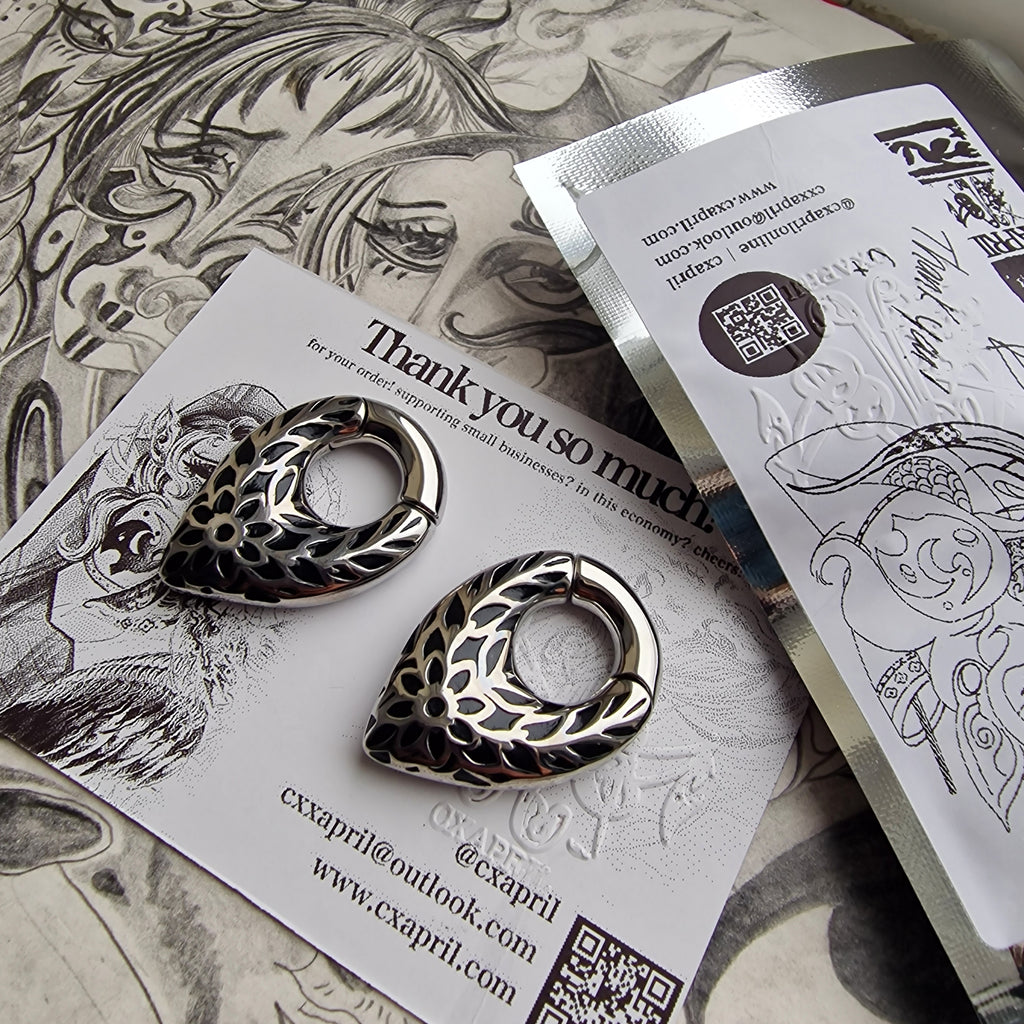 Silver Fallen Leaves | Silver Teardrop Ear Weights for Stretched Ears and Lobes