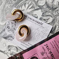 Gold Ear Weights Pink Jade Stone Organic Ear Weights Plugs Gauges Tunnels Alt