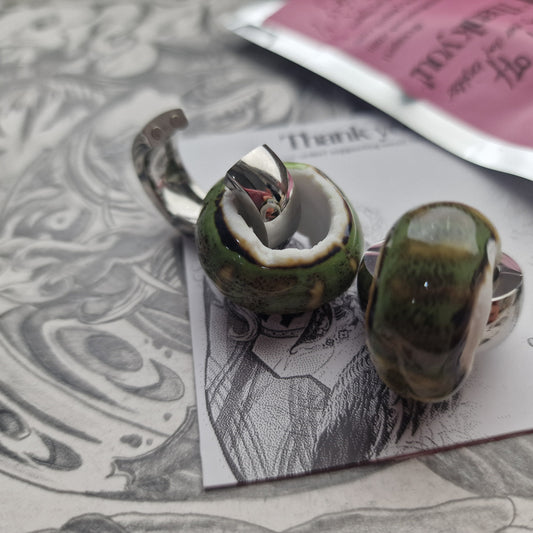 5MM 4G Green Silver Ear Weights Organic Plugs Gauges Earrings Alternative Jewelry | CXAPRIL