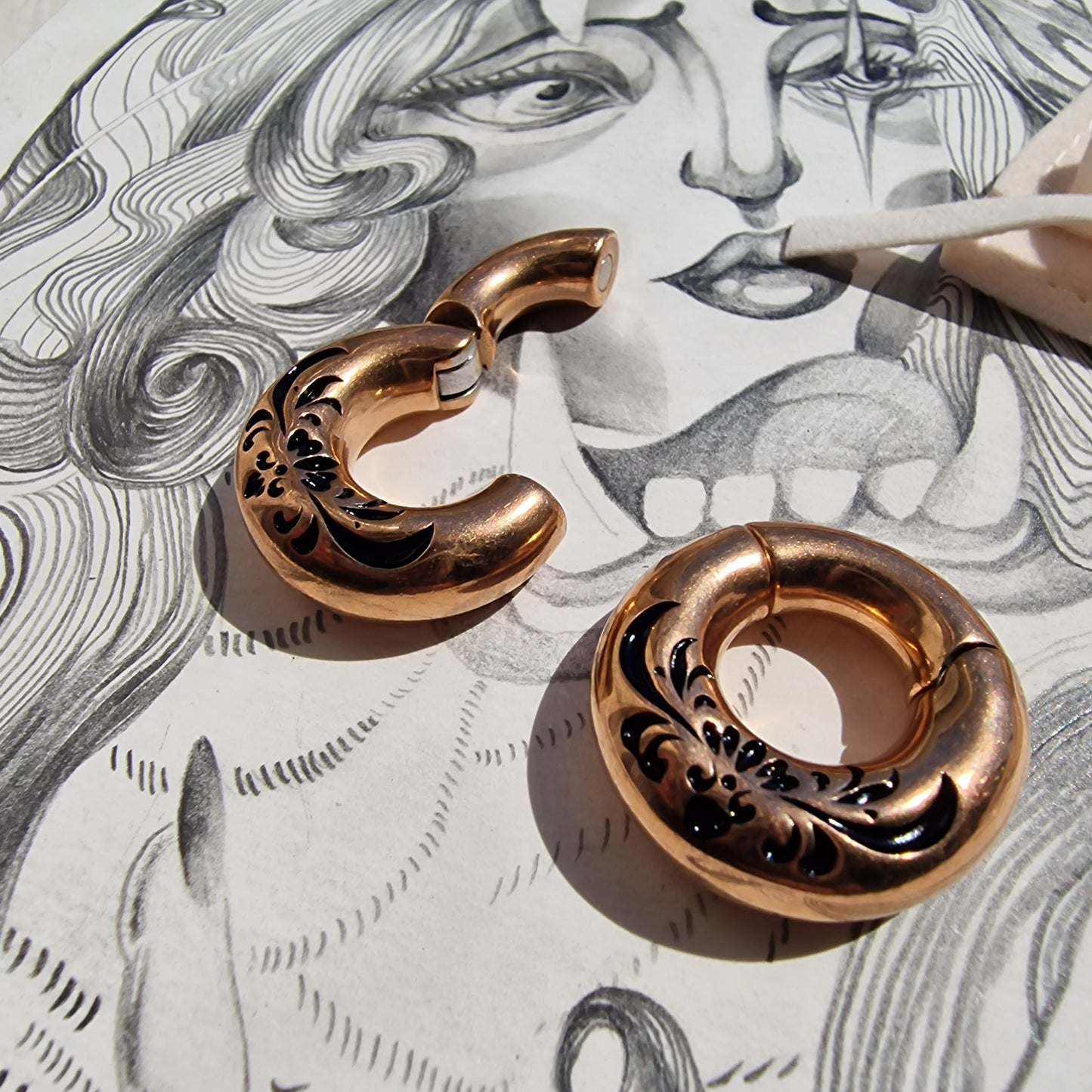6MM l 2G Rose Gold Ear Weights | Tear Drop Ear Weight Hangers | tunnels plugs 2G