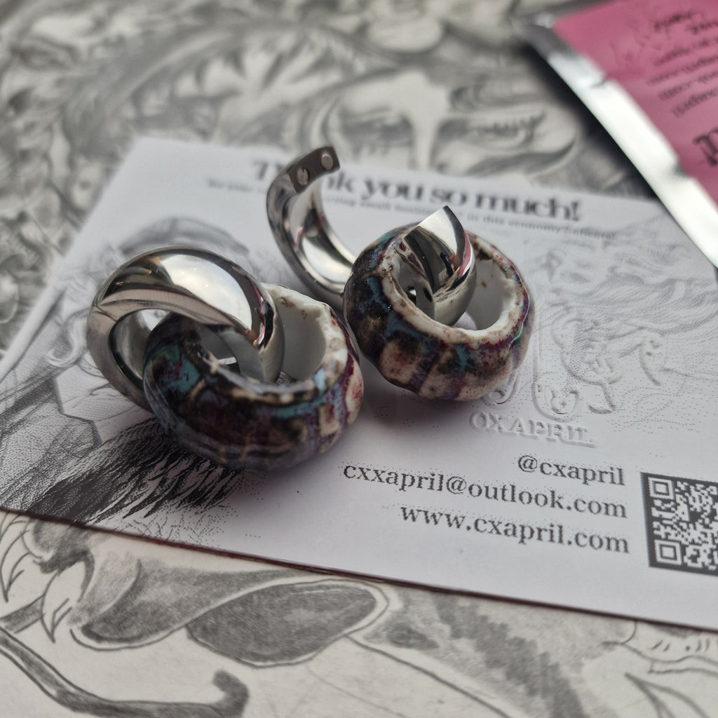 Silver Purple Blue Organic Ear Weight Gauges | CXAPRIL