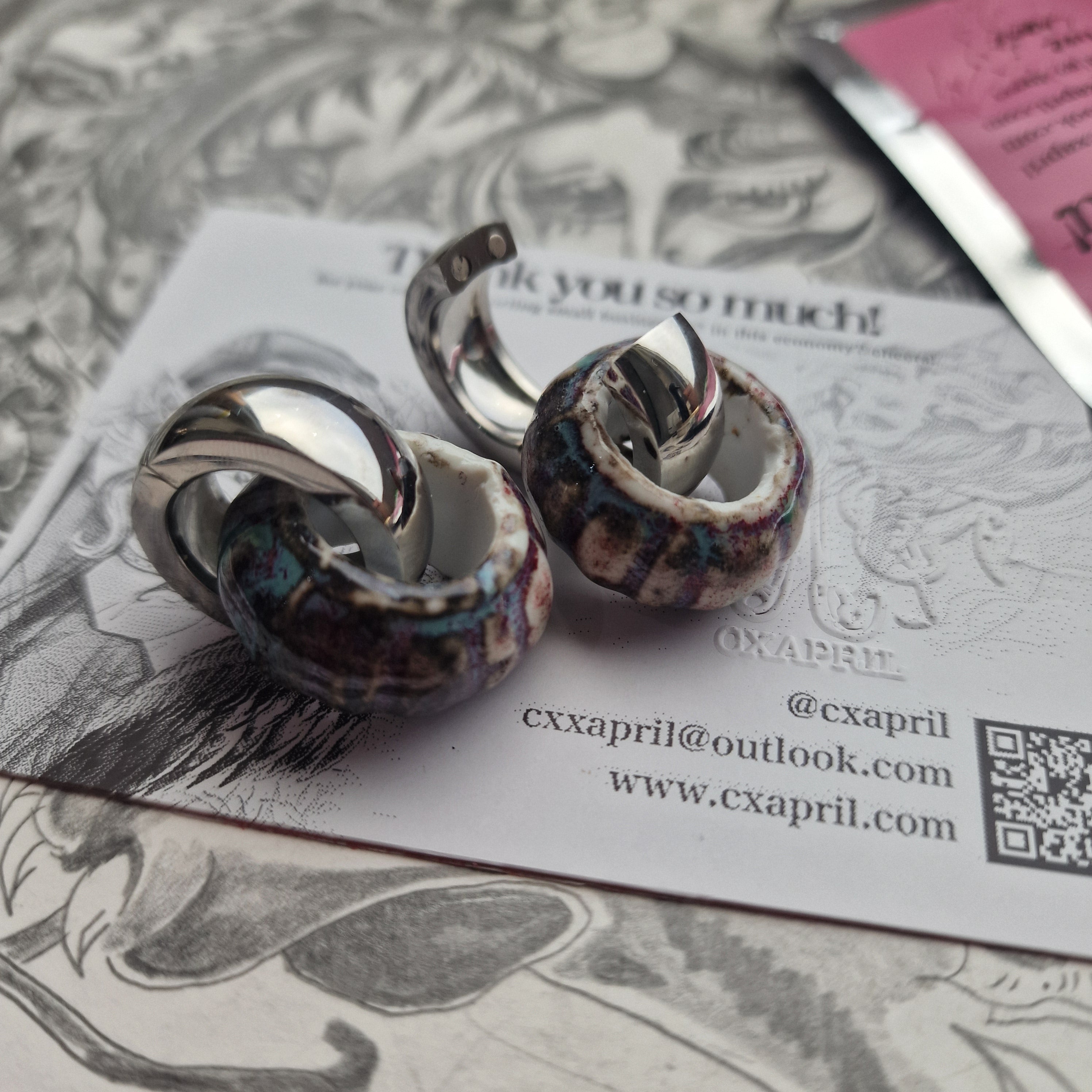 Silver Purple Blue Organic Ear Weight Gauges | CXAPRIL