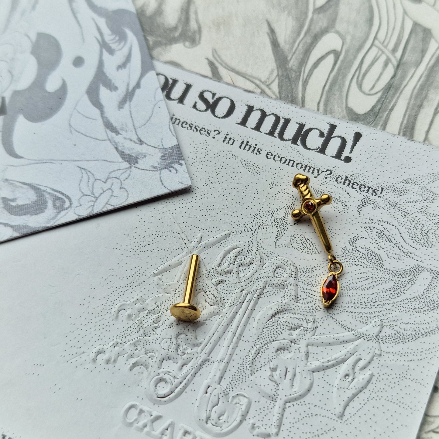 Red Sword | Body Jewellery Cartilage Stud Earring