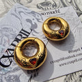 6MM 2G Red Flame Heart x Tribal Tattoo Ear Weights | Stretched Lobes