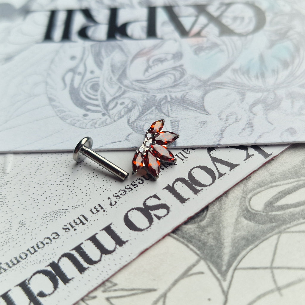 Red Titanium Sunset Sunrise Zircon Cartilage Stud | Body Piercings