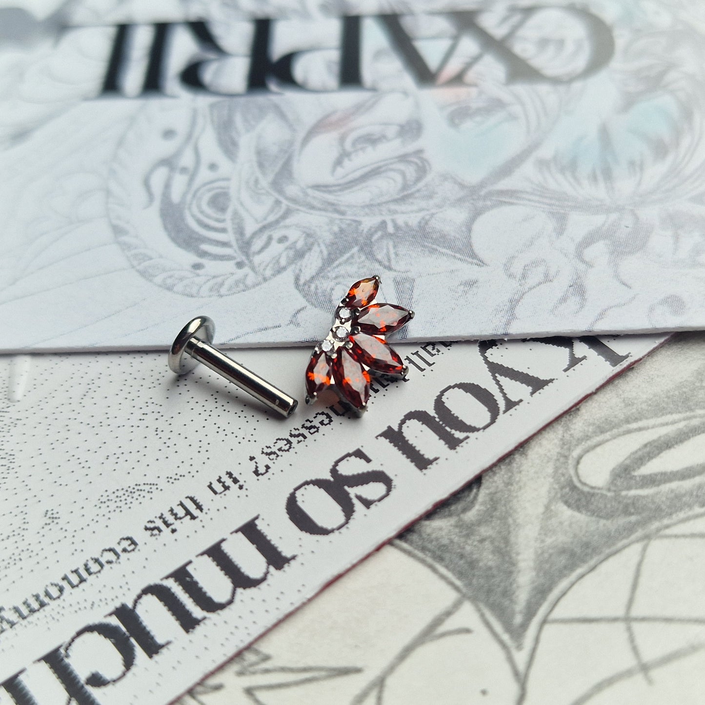 Red Titanium Sunset Sunrise Zircon Cartilage Stud | Body Piercings