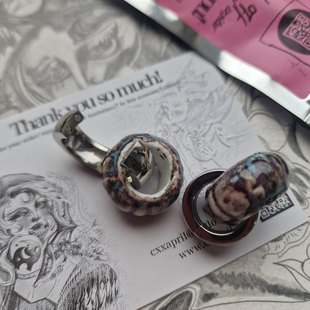 Silver Purple Blue Organic Ear Weight Gauges | CXAPRIL