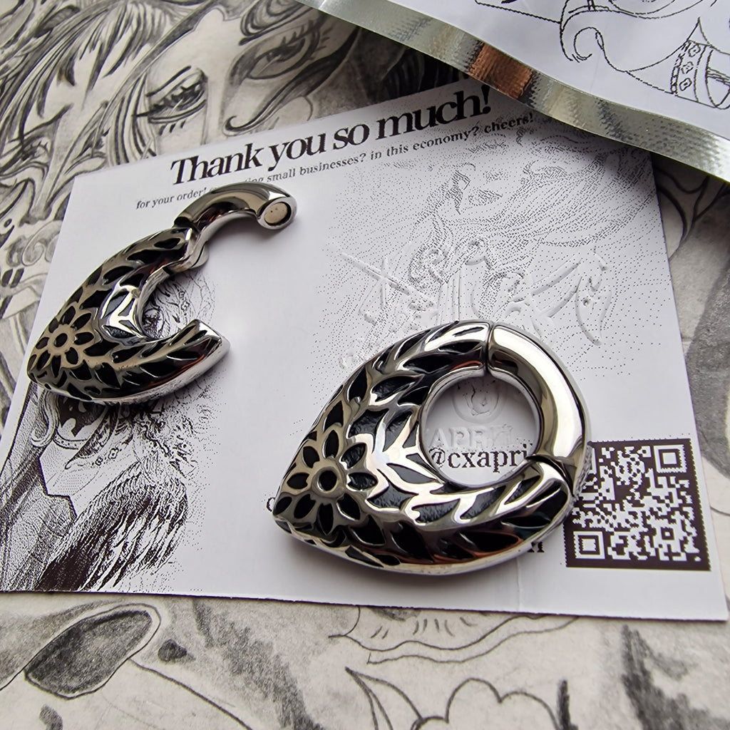 Silver Fallen Leaves | Silver Teardrop Ear Weights for Stretched Ears and Lobes