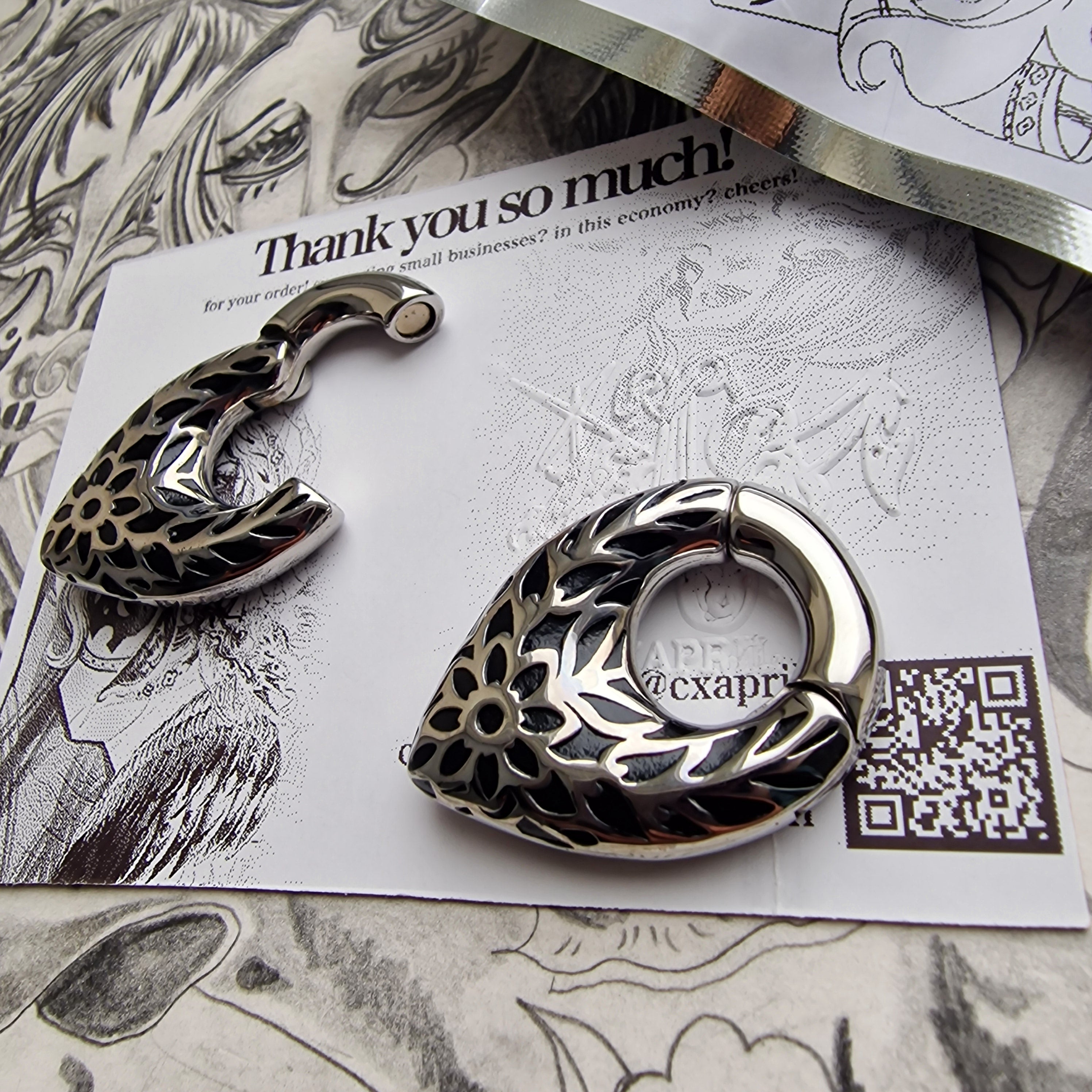 Silver Fallen Leaves | Silver Teardrop Ear Weights for Stretched Ears and Lobes
