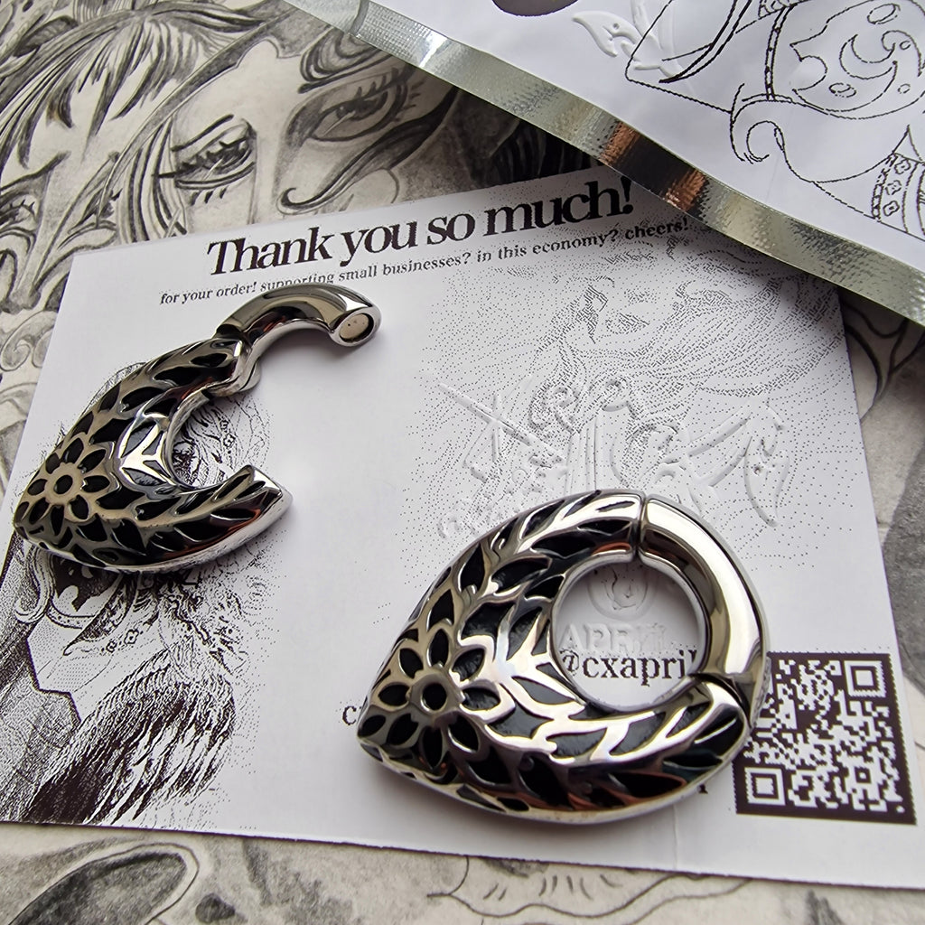 Silver Fallen Leaves | Silver Teardrop Ear Weights for Stretched Ears and Lobes