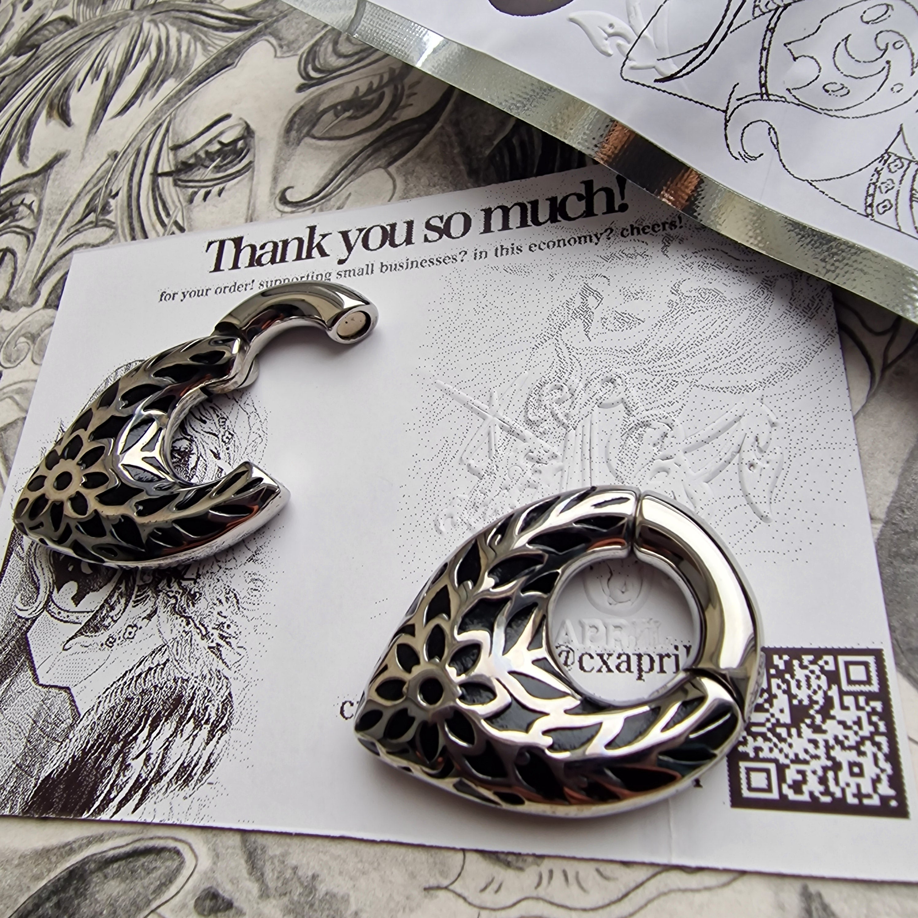 Silver Fallen Leaves | Silver Teardrop Ear Weights for Stretched Ears and Lobes
