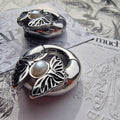 6MM 2G Twin Flame Butterfly Pearl Silver Ear Weights | Stretched Ears