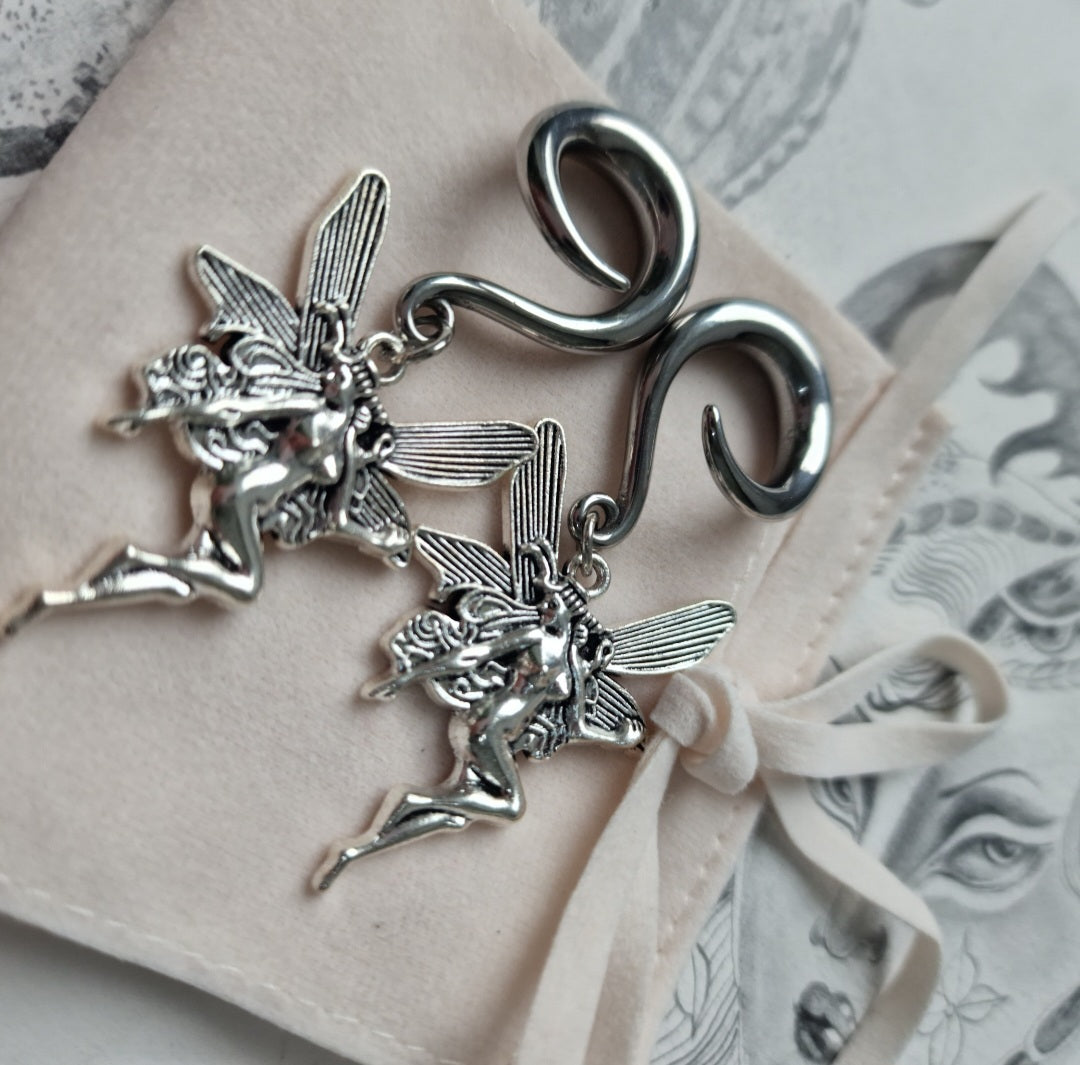 6MM 2G Silver Fairy Dangle Gauges | Alternative jewellery