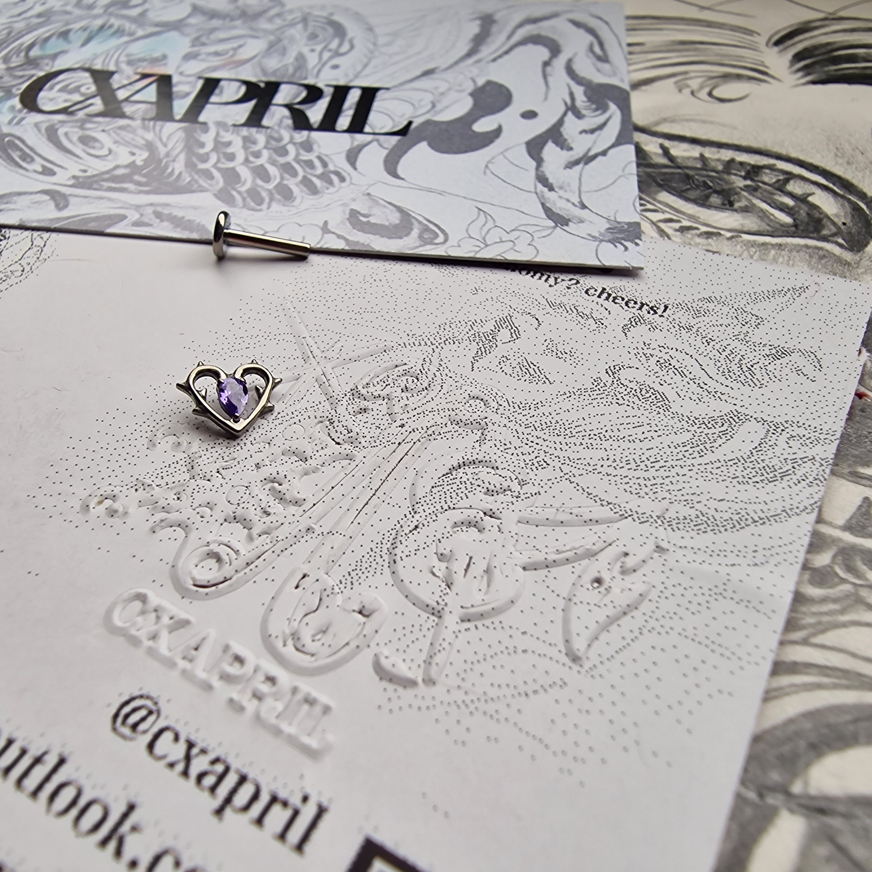 Thorn in my heart! | Purple Zircon Titanium Silver Body Piercing