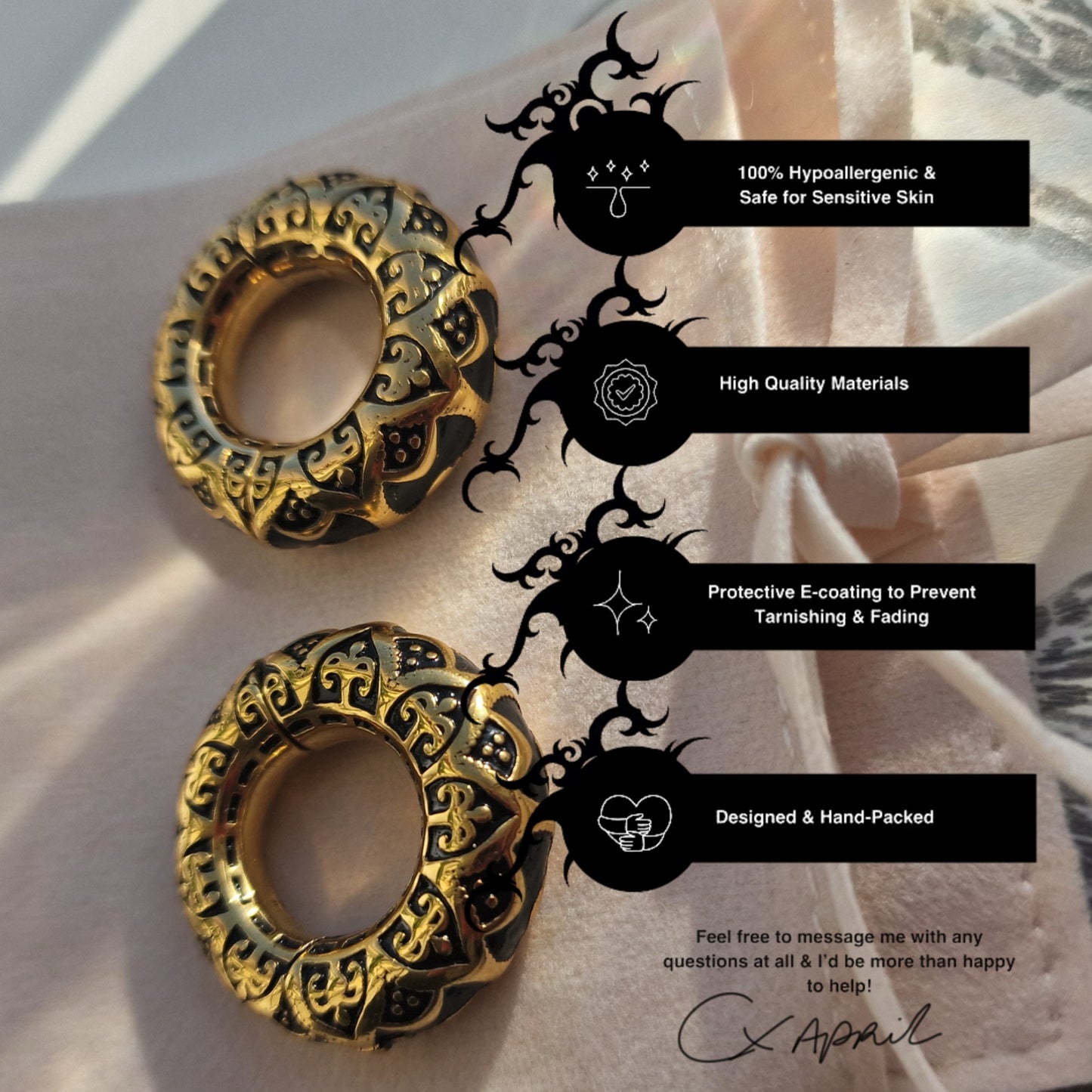 6MM 2G Tribal Hangers | gold Hangers | gold hoop ear weights hangers Plugs