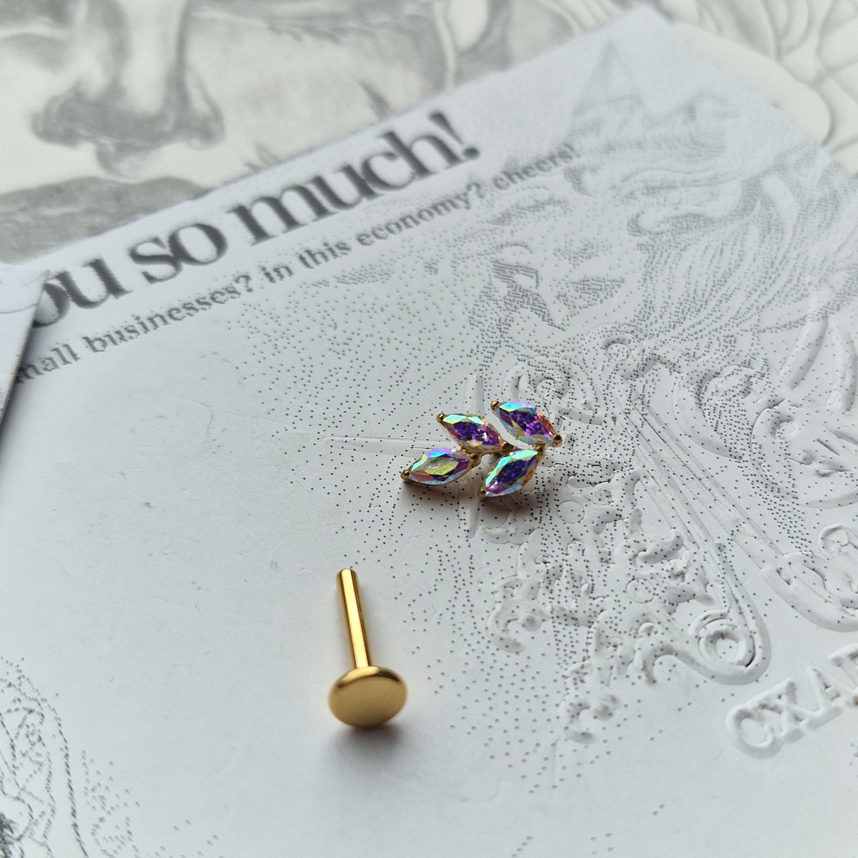 Nature Cartilage Earring Iridescent Rainbow Leaf | Body Piercings Helix