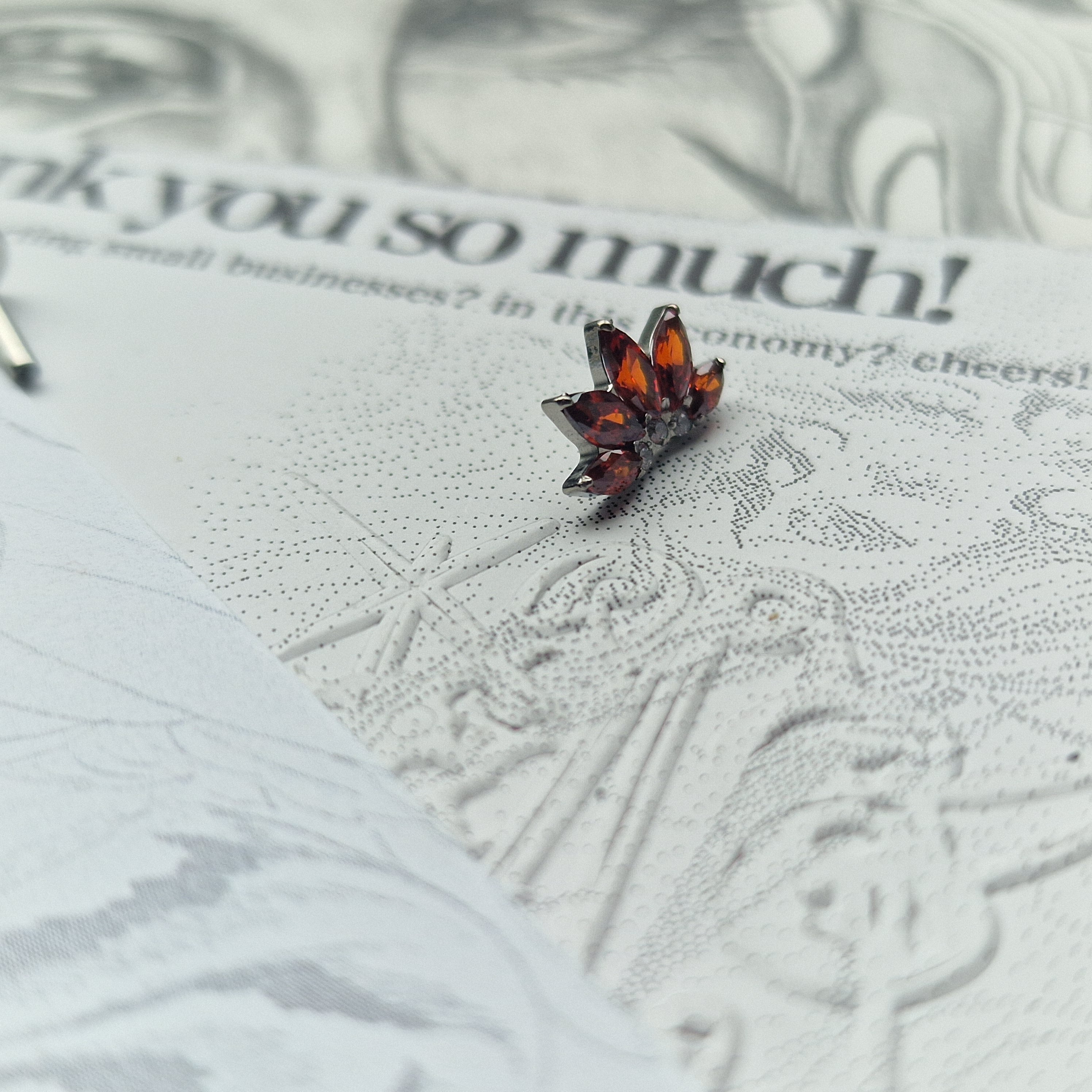 Red Titanium Sunset Sunrise Zircon Cartilage Stud | Body Piercings