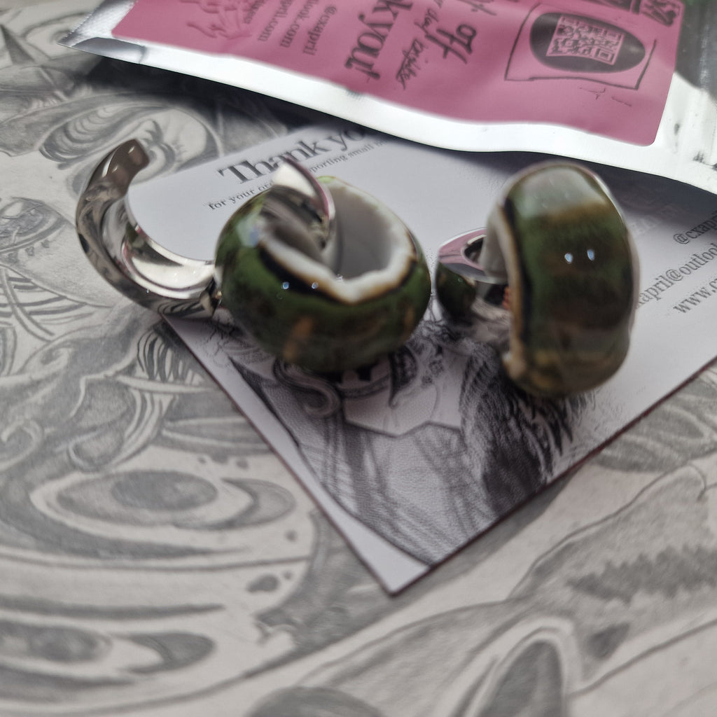 5MM 4G Green Silver Ear Weights Organic Plugs Gauges Earrings Alternative Jewelry | CXAPRIL