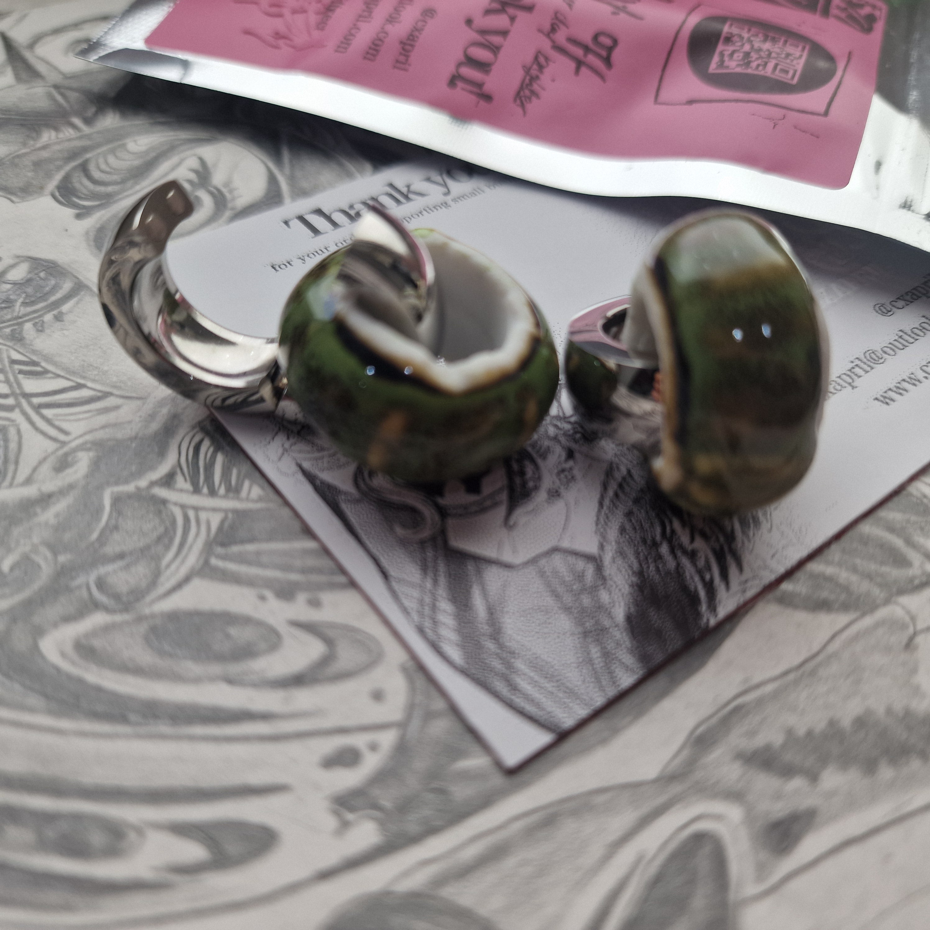 5MM 4G Green Silver Ear Weights Organic Plugs Gauges Earrings Alternative Jewelry | CXAPRIL