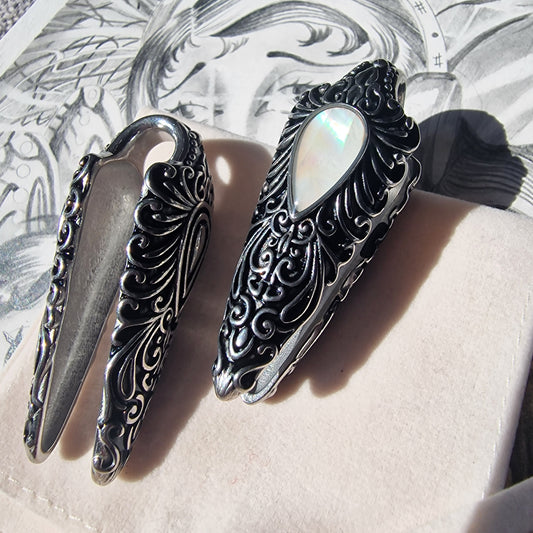 22MM 7/8 inch Silver Saddle Hangers  Opal Ear Weights  Saddle Ear Weights Pair