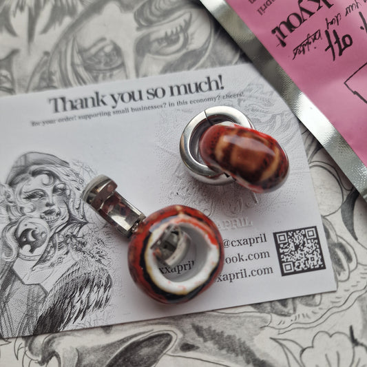 5MM 4G Silver Red Ear Weights Organic Plugs Gauges Earrings Alternative Jewelry | CXAPRIL