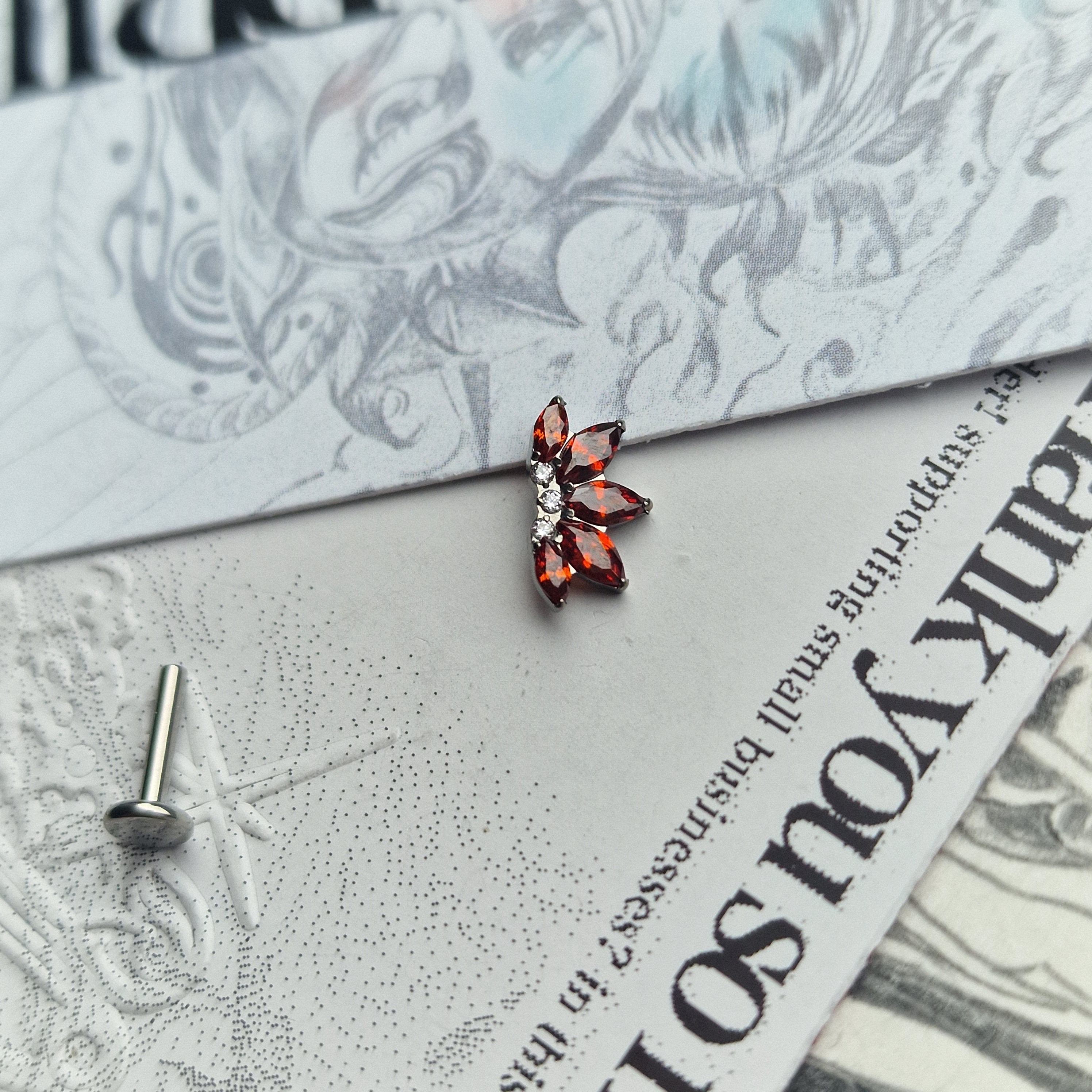 Red Titanium Sunset Sunrise Zircon Cartilage Stud | Body Piercings