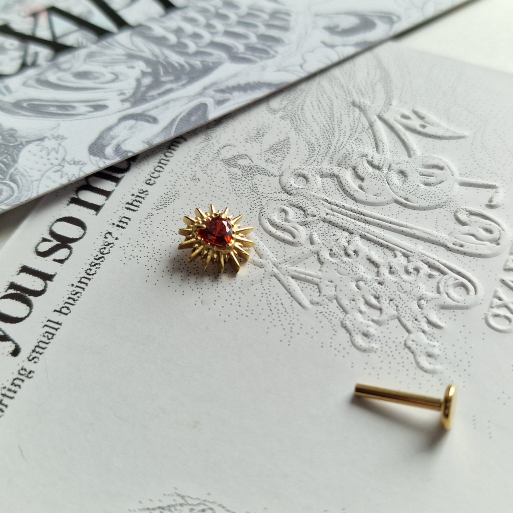 Adored Shinning Golden Sacred Red Heart | Zircon Set Body Jewellery and Piercings