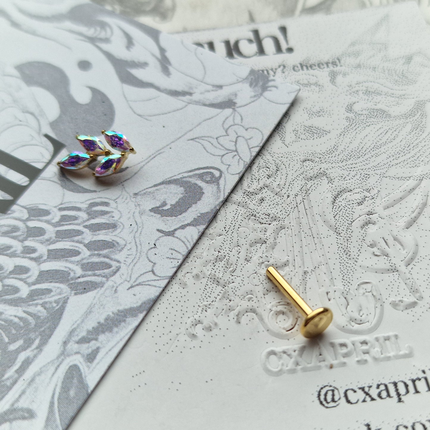 Nature Cartilage Earring Iridescent Rainbow Leaf | Body Piercings Helix