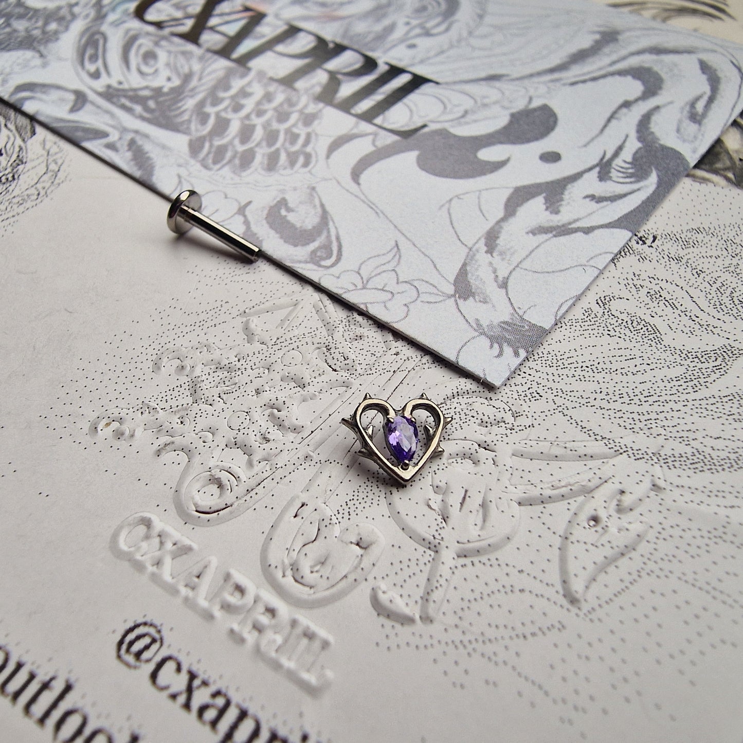 Thorn in my heart! | Purple Zircon Titanium Silver Body Piercing